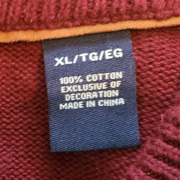 Chaps Men's Classic Long Sleeve Sweater with elbow patches,  Size: XL Color: Red - Picture 10 of 16